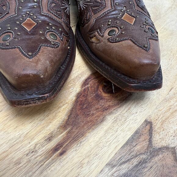 Lucchese M5015 Women’s Fiona Scarlette Cafe Brown Calf Stud Cowboy Western boots - Picture 10 of 13